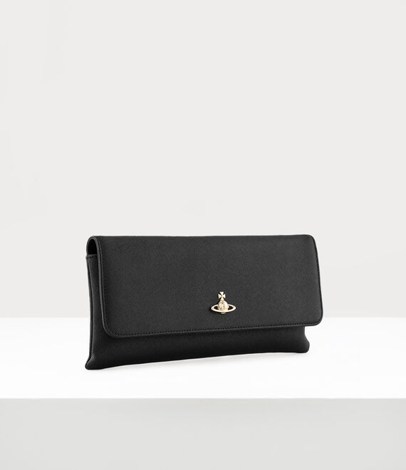 Vivienne Westwood Saffiano Clutch Bag With Flap in BLACK